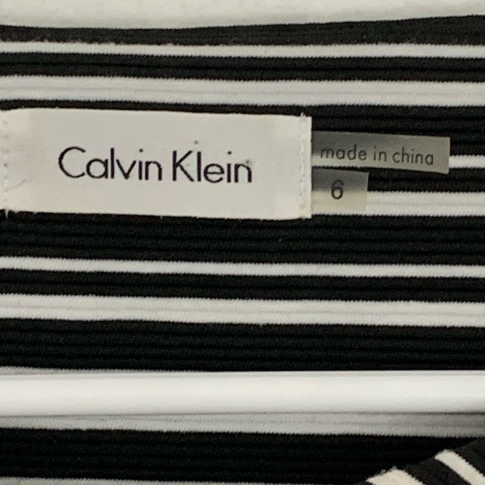 Calvin Klein Black & White Striped Dress Size 6 - Picture 3 of 5
